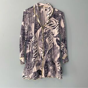 CAMILLE CABANES x ANTHROPOLOGIE Botanical Flannel Pajama Top in Navy (top only)